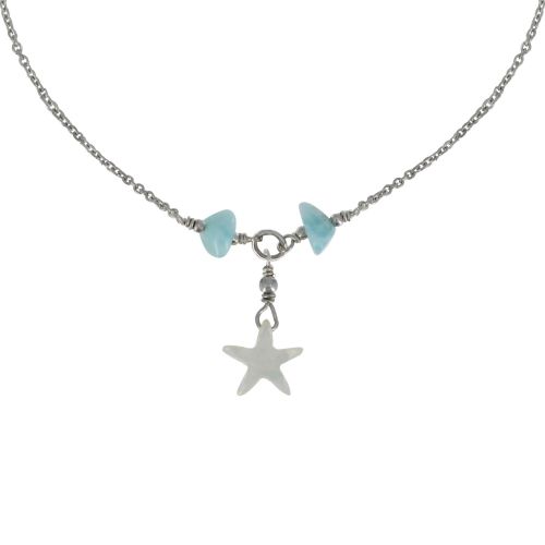 Collier Chaine Argent Rhodié Etoile de Nacre et Pépites de La - LES POULETTES BIJOUX - Modalova
