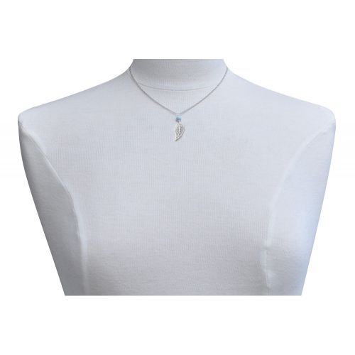 Collier Chaine Argent Rhodié Feuille et Perle de Larimar - LES POULETTES BIJOUX - Modalova
