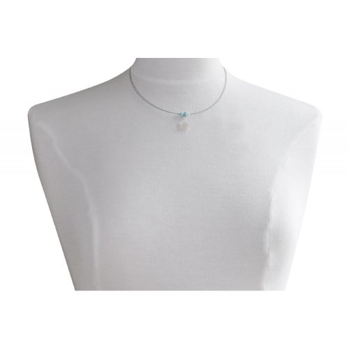 Collier Câbles Argent Soleil de Nacre et Rondelles de Larimar - LES POULETTES BIJOUX - Modalova