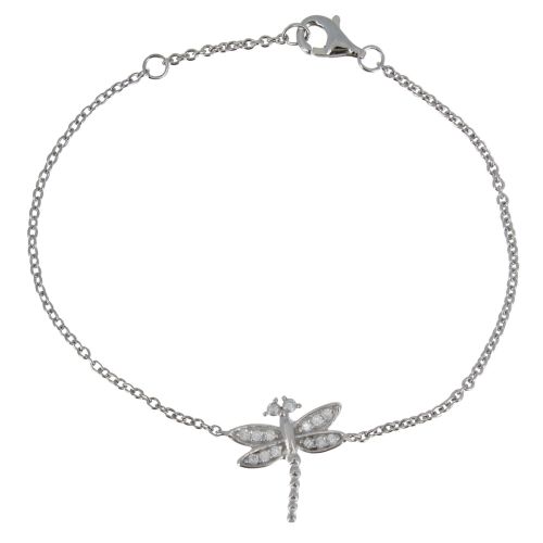 Bracelet Rhodié Libellule et Strass - LES POULETTES BIJOUX - Modalova