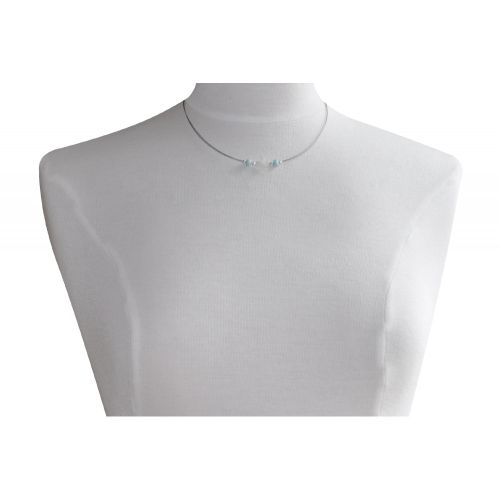 Collier Câbles Argent Trèfle de Nacre et Rondelles de Larimar - LES POULETTES BIJOUX - Modalova