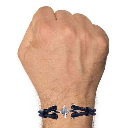 Bracelet Mixte en Laiton Rhodié Double Ancre et Cuir - 20cm - LES POULETTES BIJOUX - Modalova