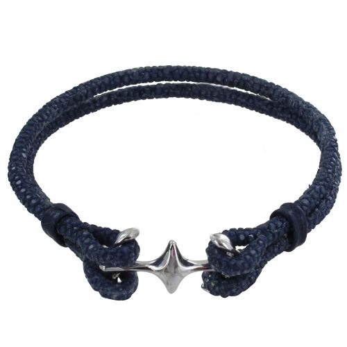 Bracelet Mixte en Laiton Rhodié Double Ancre et Cuir - 20cm - LES POULETTES BIJOUX - Modalova