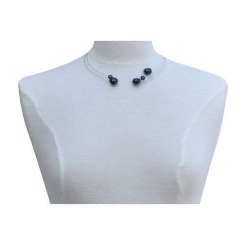 Collier Ras de Cou Torque Métal Cinq Galets de Céramique - LES POULETTES BIJOUX - Modalova