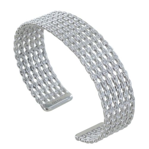 Bracelet 925 Rhodié Demi Jonc de Chaines - LES POULETTES BIJOUX - Modalova