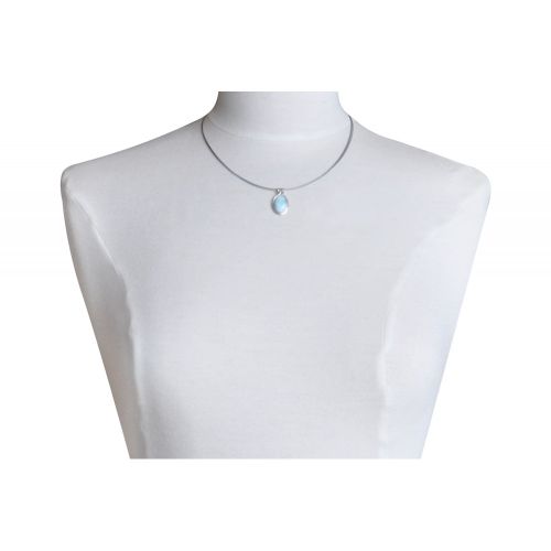 Collier Câbles Argent 925 Oval de Larimar - LES POULETTES BIJOUX - Modalova