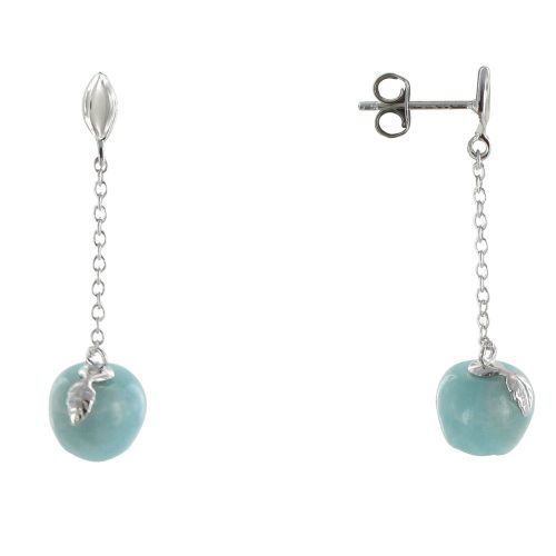 V Boucles d'Oreilles Argent Chainette et Pommes Amazonite - LES POULETTES BIJOUX - Modalova