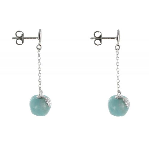 V Boucles d'Oreilles Argent Chainette et Pommes Amazonite - LES POULETTES BIJOUX - Modalova