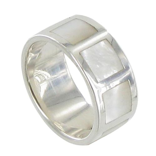 Bague Argent Carré de Nacre Ivoire - taille 58 - LES POULETTES BIJOUX - Modalova