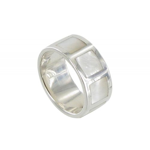 Bague Argent Carré de Nacre Ivoire - taille 58 - LES POULETTES BIJOUX - Modalova