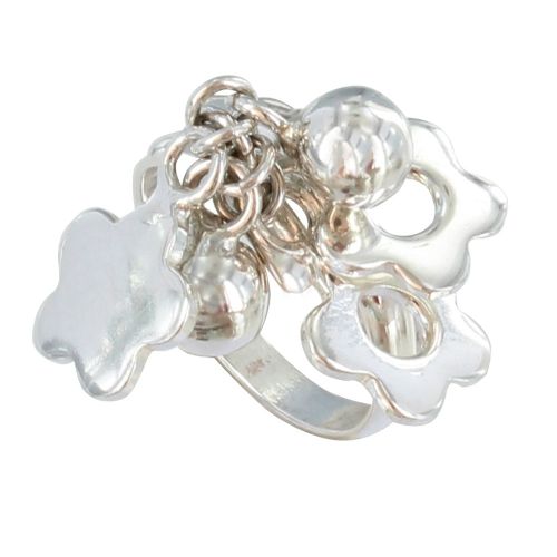 Bague Argent Breloques Petites Fleurs et Billes - taille 52 - LES POULETTES BIJOUX - Modalova