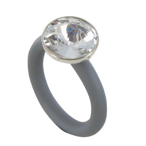 Bague Anneau Caoutchouc et Cristal Rond Cristal - taille 58 - LES POULETTES BIJOUX - Modalova