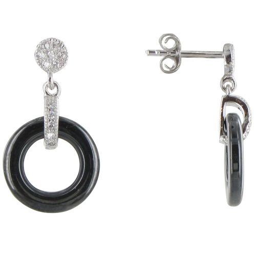 Boucles d'Oreilles Argent Rhodié Rondelle de Céramique - LES POULETTES BIJOUX - Modalova