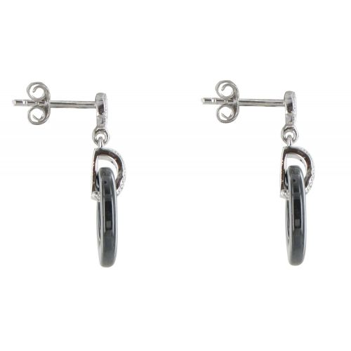 Boucles d'Oreilles Argent Rhodié Rondelle de Céramique - LES POULETTES BIJOUX - Modalova