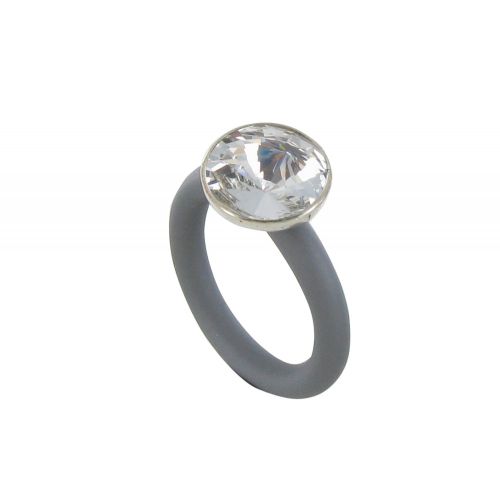 Bague Anneau Caoutchouc et Cristal Rond Cristal - taille 52 - LES POULETTES BIJOUX - Modalova