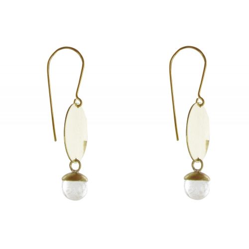 V Boucles d'Oreilles Laiton Pastille et Bulle de Verre Cristal - LES POULETTES BIJOUX - Modalova