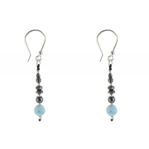 Boucles d'Oreilles Argent Perles d'Hématite et de Larimar - LES POULETTES BIJOUX - Modalova