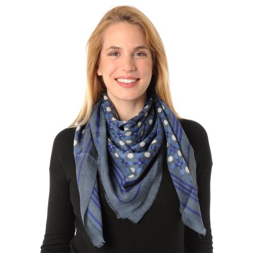 BIJOUX - V Foulard Laine et Soie Gris Points de Croix - LES POULETTES - Modalova