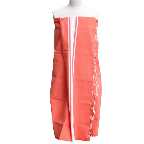 BIJOUX - Fouta Drap Plage et Hammam Coton Couleur Corail - LES POULETTES - Modalova