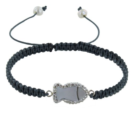 Bracelet Poissson de Nacre et Strass Lien Tréssé - LES POULETTES BIJOUX - Modalova