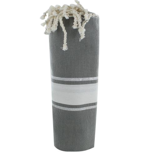 BIJOUX - V Fouta Drap Plage et Hammam Coton Kaki Rayé Blanc et Lurex A - LES POULETTES - Modalova