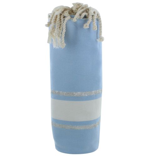 BIJOUX - Fouta Drap Plage et Hammam Coton Ciel Rayé Blanc et Lure - LES POULETTES - Modalova