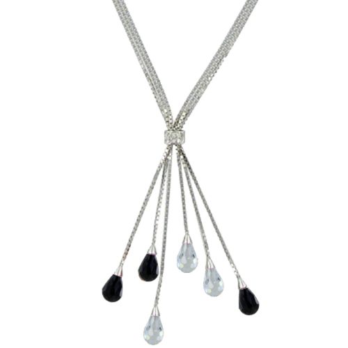 Collier Argent et 6 Gouttes de Zirconium Facetté et Cris - LES POULETTES BIJOUX - Modalova