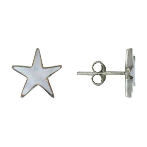 Boucles d'Oreilles Argent Etoile et Nacre - Classics - LES POULETTES BIJOUX - Modalova