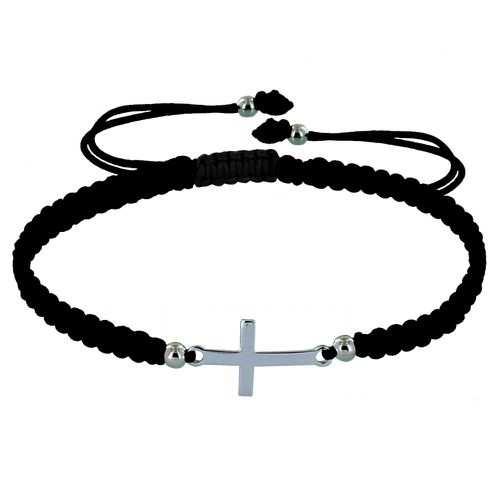 Bracelet Croix Lien Tréssé - Classics - Noir - LES POULETTES BIJOUX - Modalova