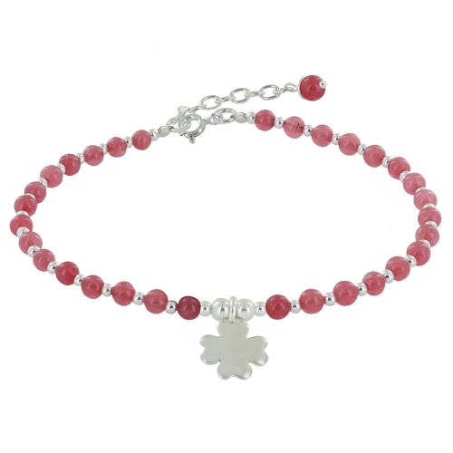 Bracelet Trèfle Argent et Perles Agate - Classics - LES POULETTES BIJOUX - Modalova
