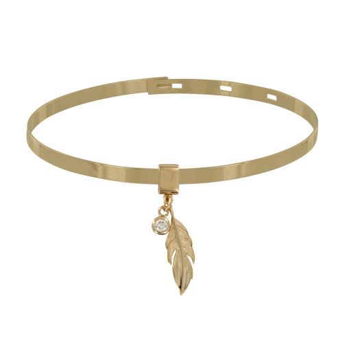 Bracelet Plaqué Jonc Plat Fermeture Crochet Breloques Plum - LES POULETTES BIJOUX - Modalova