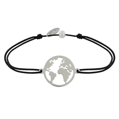 Bracelet Lien Médaille Ronde Mappemonde - Noir - LES POULETTES BIJOUX - Modalova