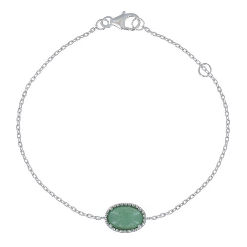 Bracelet Argent Rhodié Ovale d'Aventurine - LES POULETTES BIJOUX - Modalova
