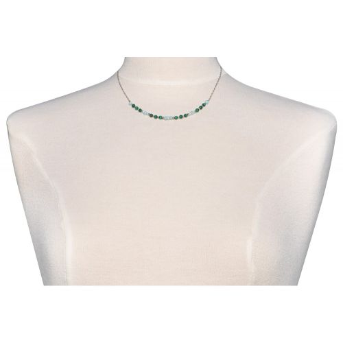 Collier Chaine Argent Rhodié Petites Perles de Malachite et L - LES POULETTES BIJOUX - Modalova