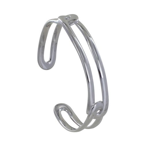 Bracelet Rhodié Demi Jonc Trois Maillons - LES POULETTES BIJOUX - Modalova