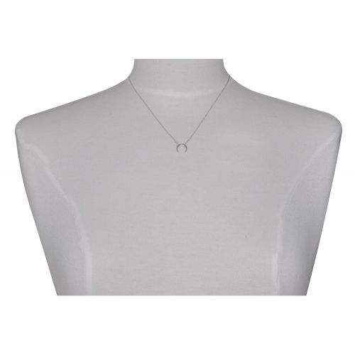 Collier 925 Rhodié Croissant de Lune et Deux Strass - LES POULETTES BIJOUX - Modalova