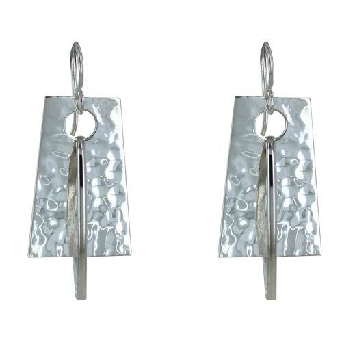 Boucles d'Oreilles 925 Ovale et Rectangle Martelé - LES POULETTES BIJOUX - Modalova