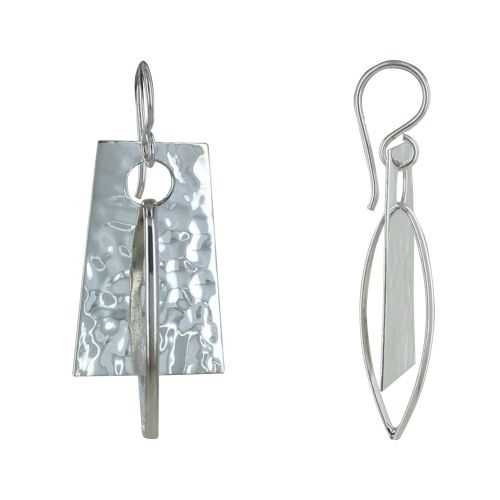 Boucles d'Oreilles 925 Ovale et Rectangle Martelé - LES POULETTES BIJOUX - Modalova