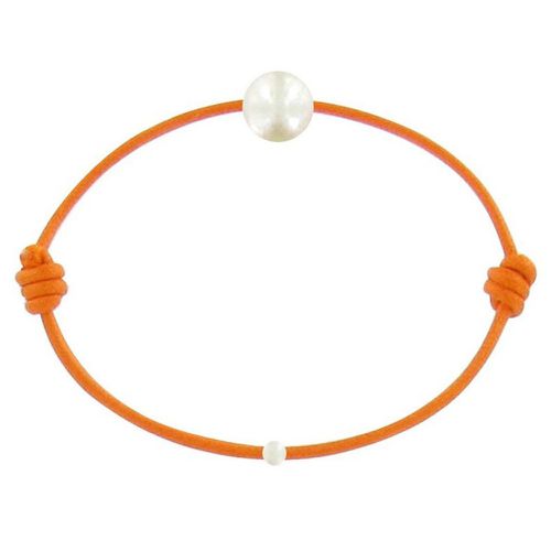 Bracelet La Perle de Culture Blanche des Poulettes - Colors - Orange - LES POULETTES BIJOUX - Modalova