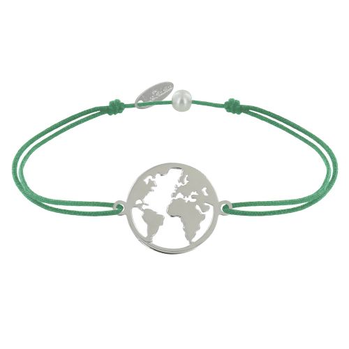 Bracelet Lien Médaille Ronde Mappemonde - Vert - LES POULETTES BIJOUX - Modalova