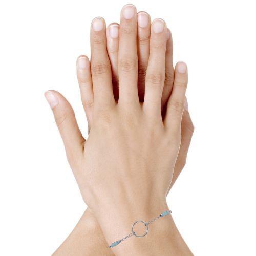 Bracelet Argent Rhodié Anneau et Six Petites Perles de Larima - LES POULETTES BIJOUX - Modalova