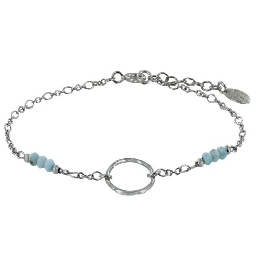 Bracelet Argent Rhodié Anneau et Six Petites Perles de Larima - LES POULETTES BIJOUX - Modalova
