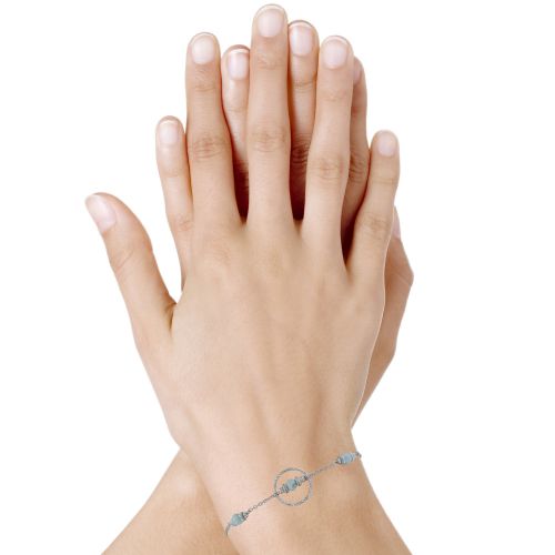 Bracelet Argent 925 Rhodié Anneau Ciselé Trois Petites Perles - LES POULETTES BIJOUX - Modalova