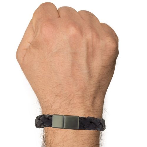 Bracelet Cuir Large Tresse Marron Foncé - LES POULETTES BIJOUX - Modalova