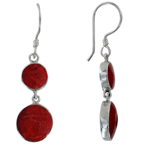 Boucles d'Oreilles Argent 925 et Deux Pastilles Couleur Corail - LES POULETTES BIJOUX - Modalova