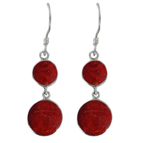 Boucles d'Oreilles Argent 925 et Deux Pastilles Couleur Corail - LES POULETTES BIJOUX - Modalova
