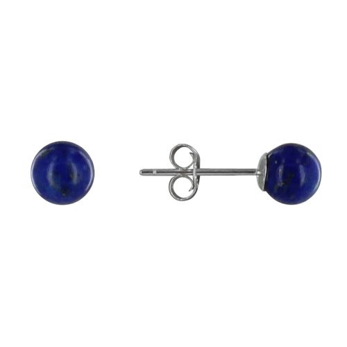Boucles d'Oreilles Clou Argent Rhodié et Perles de Lapis Lazuli 6 mm - LES POULETTES BIJOUX - Modalova