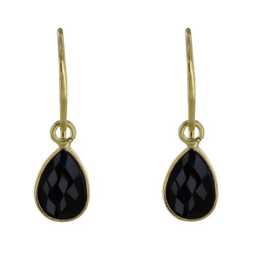 Boucles d'Oreilles Argent Doré Petite Goutte d'Onyx Face - LES POULETTES BIJOUX - Modalova