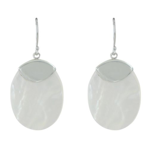 Boucles d'Oreilles Argent Ovale Nacre Ivoire - LES POULETTES BIJOUX - Modalova