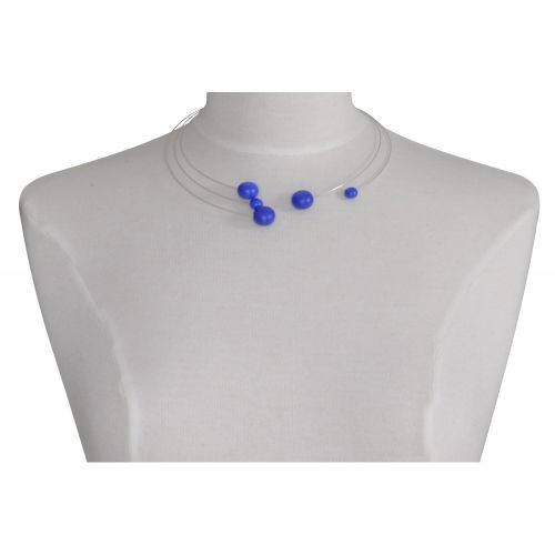Collier Ras de Cou Torque Métal Cinq Galets de Céramique - Bl - LES POULETTES BIJOUX - Modalova